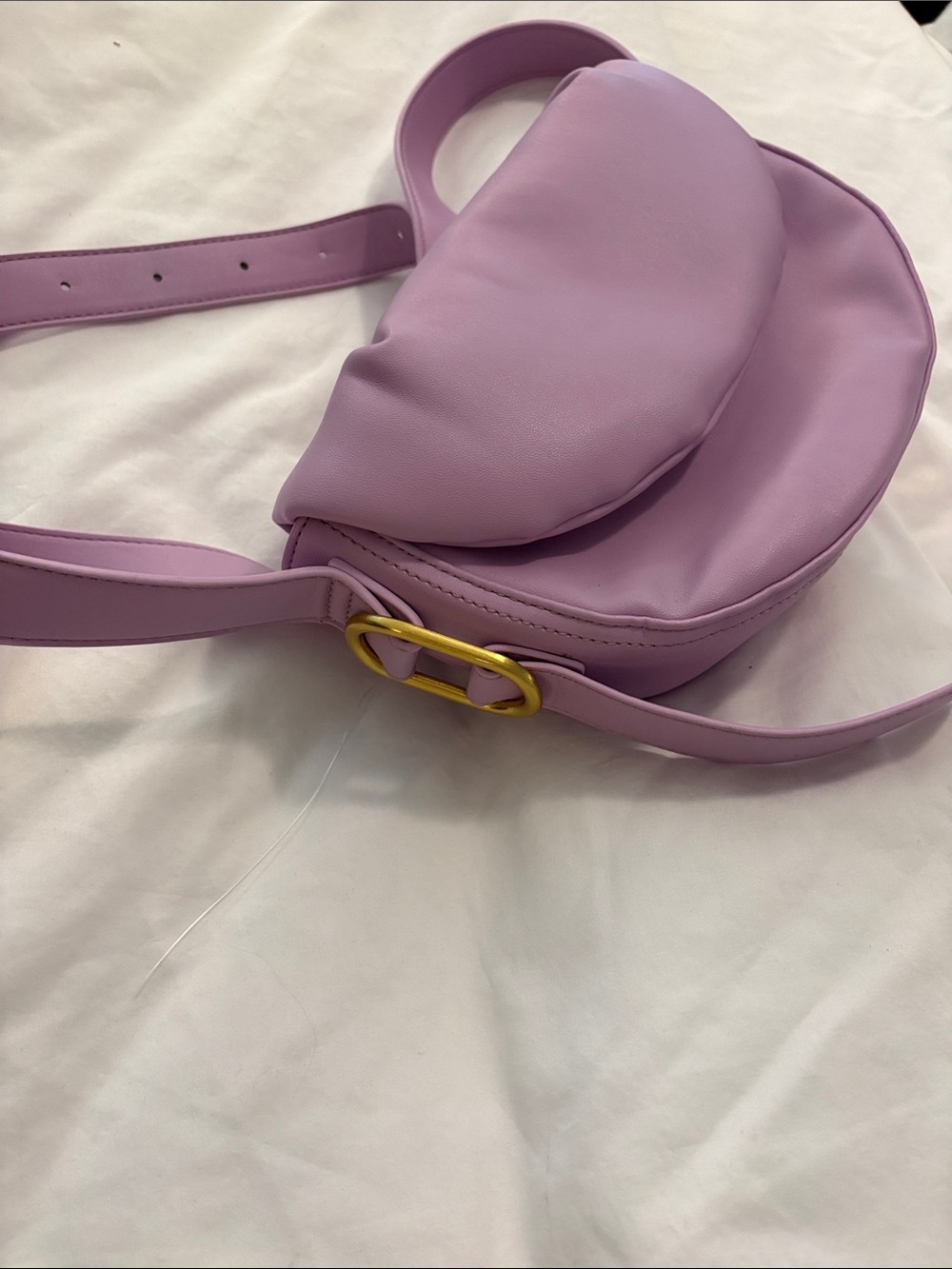 Street Level Lavender Heart-Shaped Crossbody Bag with Gold Buckle